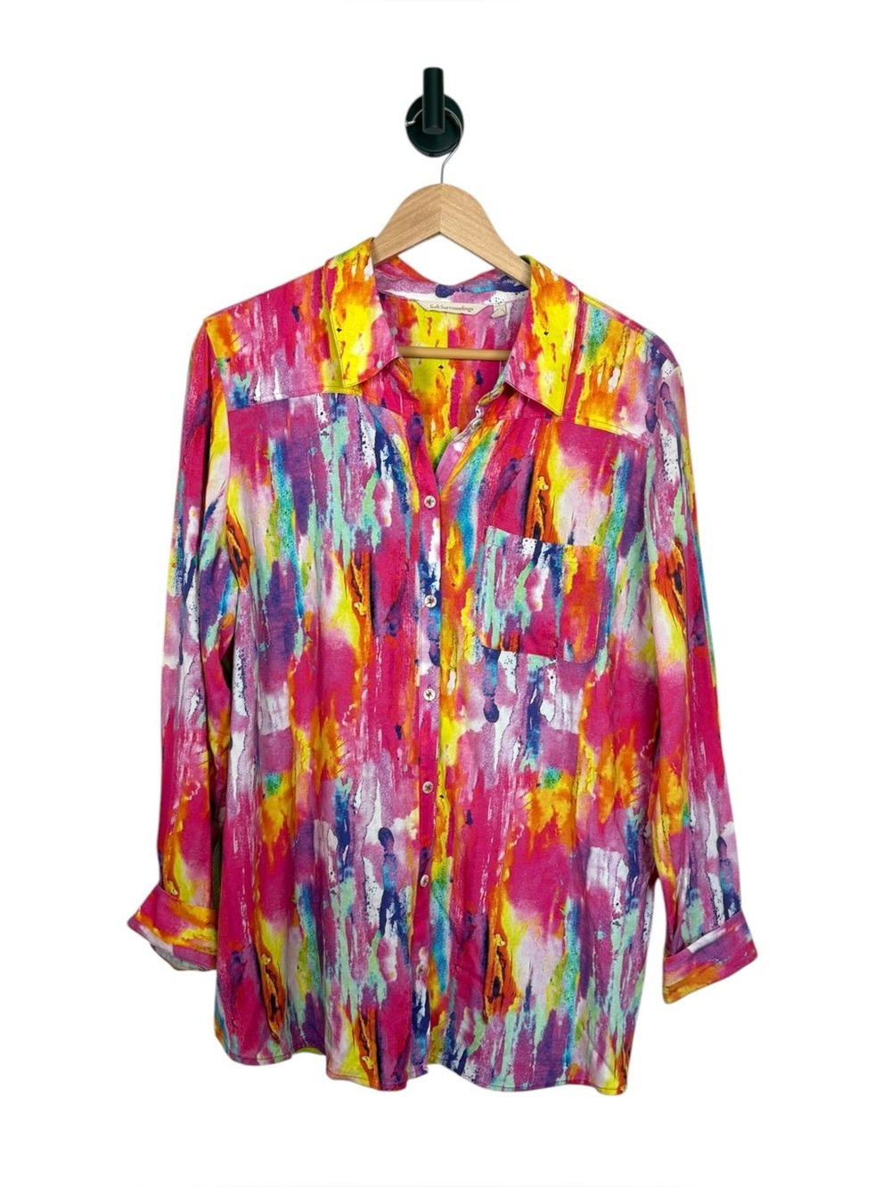 Soft Surroundings Festiva Vibrant Top Womens XL Colorful Maximalist Button Down